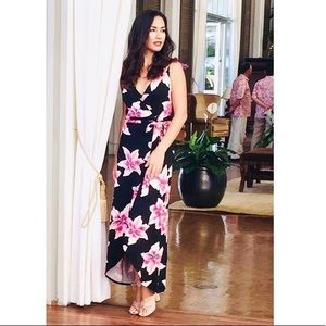 Fighting Eel - Ava Sky Hawaii Black Tiger Lily Wrap Dress XS